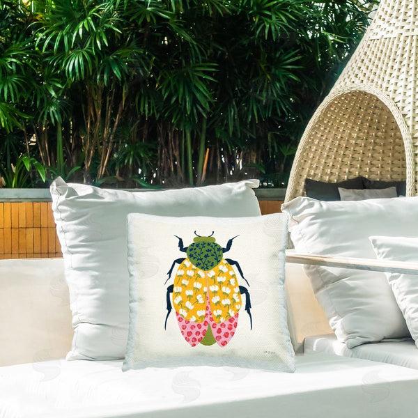 Stupell Industries Yvette St. Amant | Mixed Blooms Beetle Printed Throw Pillow