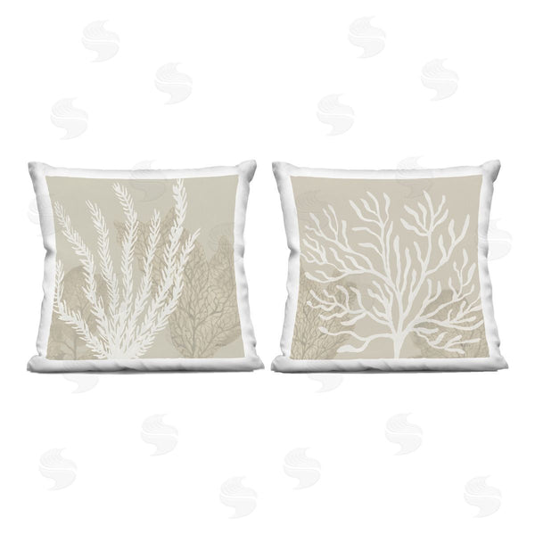 stupell industries Yvette St. Amant | Muted Coral Branches on Beige Printed Throw Pillow Set