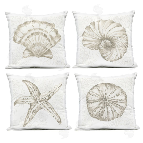 Stupell Industries Yvette St. Amant | Neutral Coastal Reef Shells Printed Throw Pillow Set