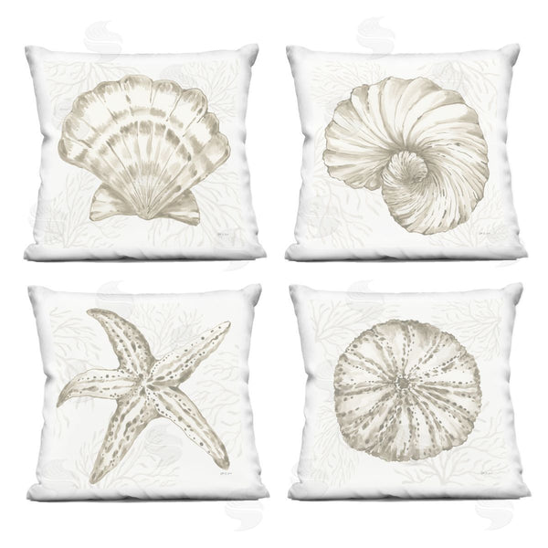 stupell industries Yvette St. Amant | Neutral Coastal Reef Shells Printed Throw Pillow Set