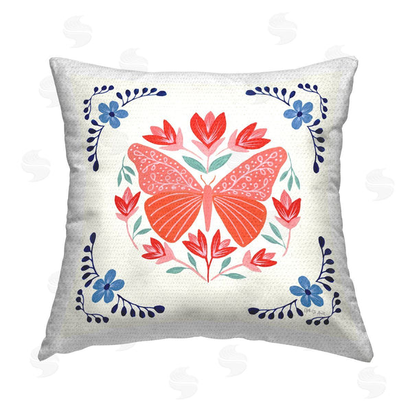Stupell Industries Yvette St. Amant | Orange Folk Butterfly Printed Throw Pillow