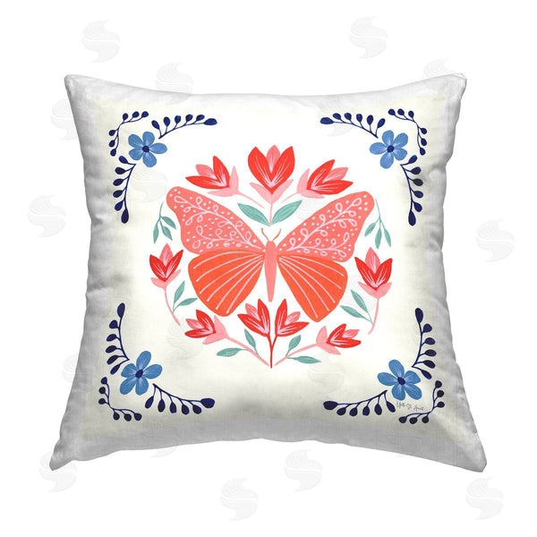 stupell industries Yvette St. Amant | Orange Folk Butterfly Printed Throw Pillow