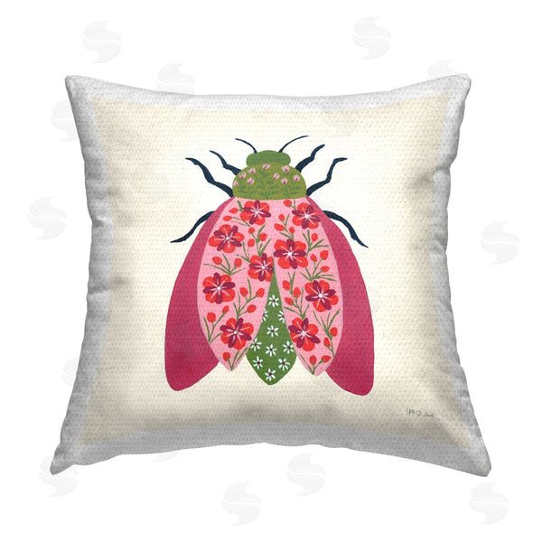 Stupell Industries Yvette St. Amant | Pink & Green Blooming Beetle Printed Throw Pillow