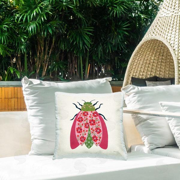 Stupell Industries Yvette St. Amant | Pink & Green Blooming Beetle Printed Throw Pillow