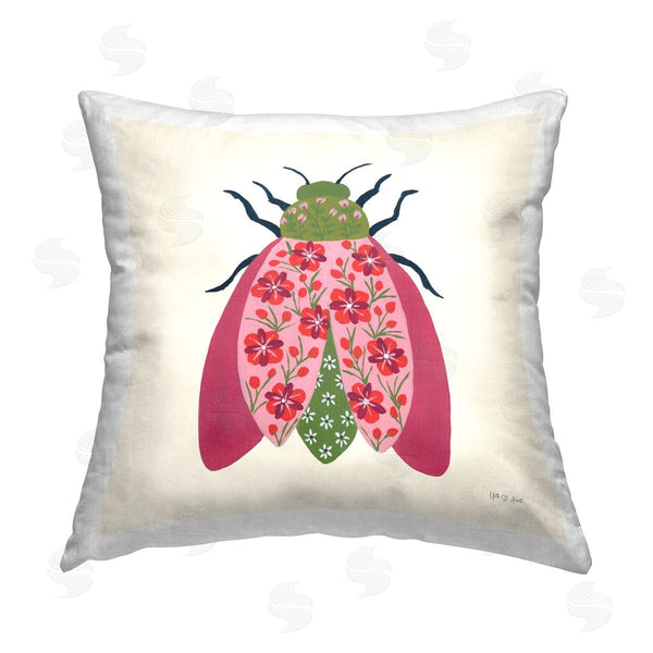 stupell industries Yvette St. Amant | Pink & Green Blooming Beetle Printed Throw Pillow