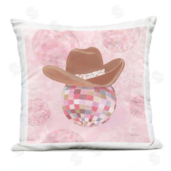 Stupell Industries Yvette St. Amant | Rosy Hued Cowgirl Disco Ball Printed Throw Pillow