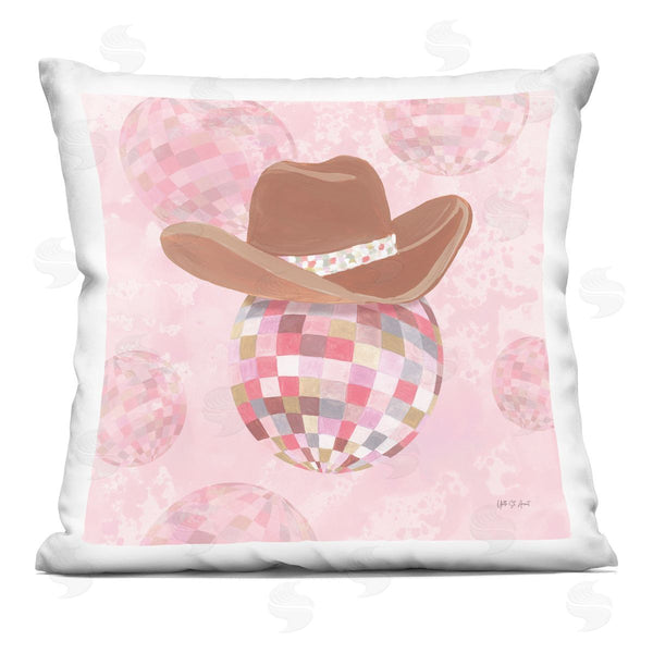 stupell industries Yvette St. Amant | Rosy Hued Cowgirl Disco Ball Printed Throw Pillow