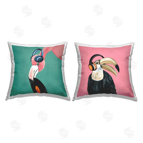 Stupell Industries Yvette St. Amant | Toucan And Flamingo Musical Pals Printed Throw Pillow Set