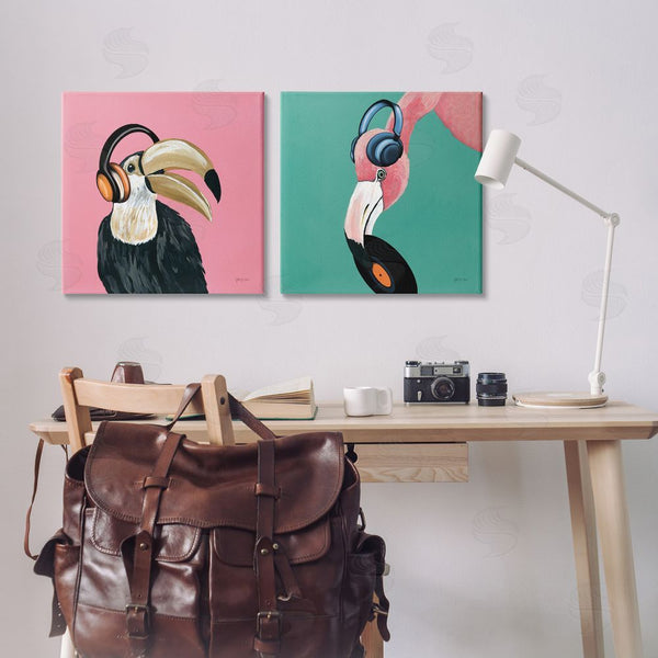 Stupell Industries Yvette St. Amant | Toucan And Flamingo Musical Pals Wall Art