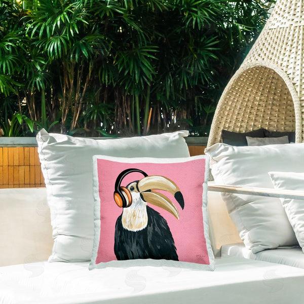 Stupell Industries Yvette St. Amant | Toucan With Headphones Printed Throw Pillow