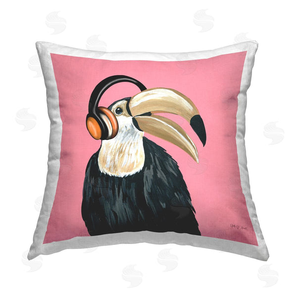 stupell industries Yvette St. Amant | Toucan with Headphones Printed Throw Pillow