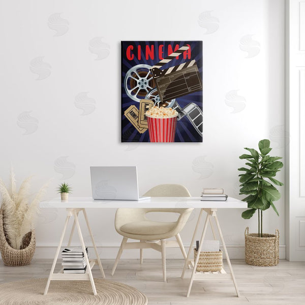Stupell Industries Yvonne Coleman Burney | Cinema Movie Reel Popcorn Entertainment Sign Wall Art