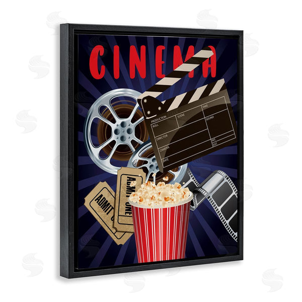 Stupell Industries Yvonne Coleman Burney | Cinema Movie Reel Popcorn Entertainment Sign Wall Art