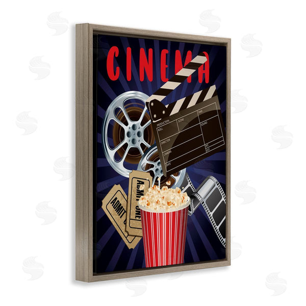 Stupell Industries Yvonne Coleman Burney | Cinema Movie Reel Popcorn Entertainment Sign Wall Art