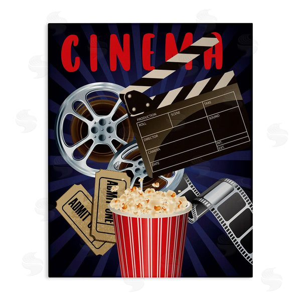 stupell industries Yvonne Coleman Burney | Cinema Movie Reel Popcorn Entertainment Sign Wall Art