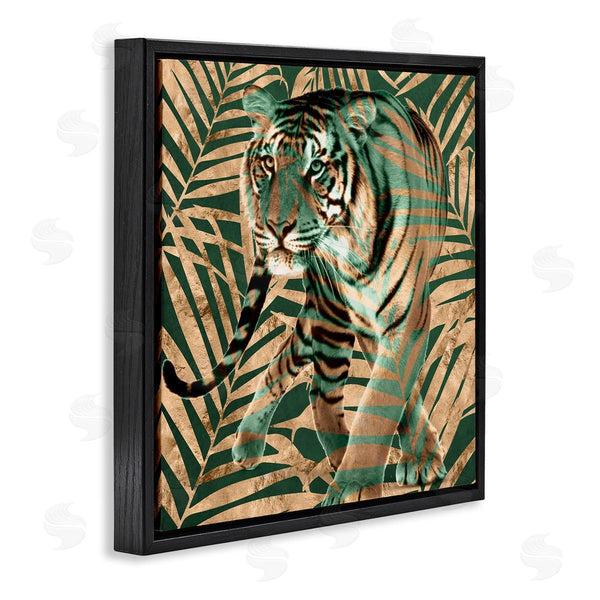 Stupell Industries Yvonne Coleman Burney | Fierce Tiger Layered Savanna Leaves Pattern Wall Art