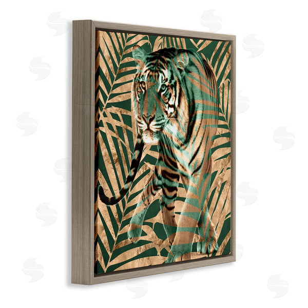 Stupell Industries Yvonne Coleman Burney | Fierce Tiger Layered Savanna Leaves Pattern Wall Art