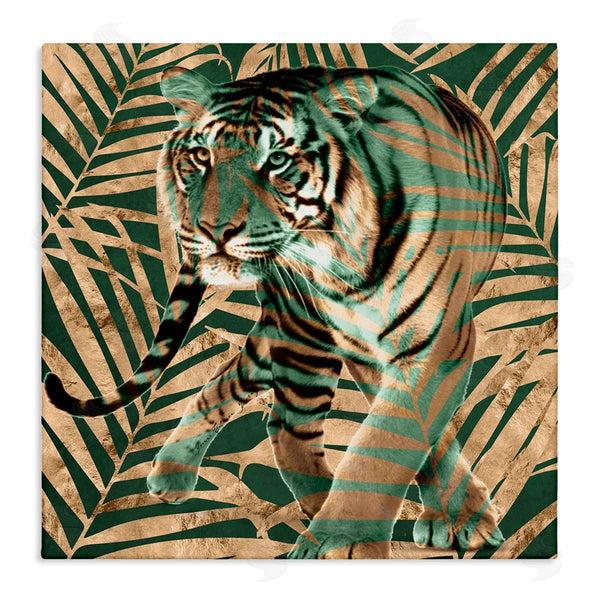 stupell industries Yvonne Coleman Burney | Fierce Tiger Layered Savanna Leaves Pattern Wall Art