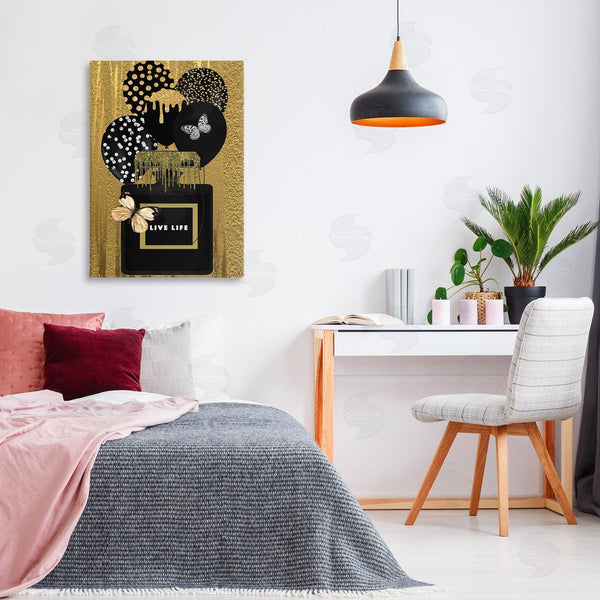Stupell Industries Yvonne Coleman Burney | Live Life Gold & Black Wall Art