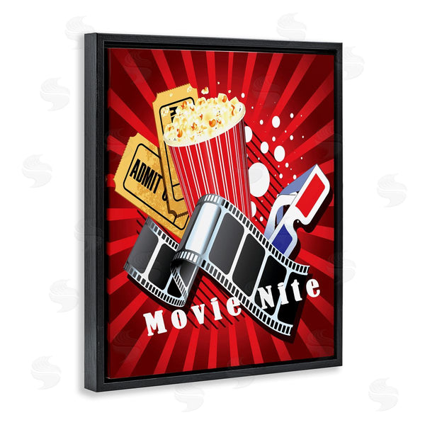 Stupell Industries Yvonne Coleman Burney | Movie Nite Striped Vintage Cinema Popcorn Sign Wall Art