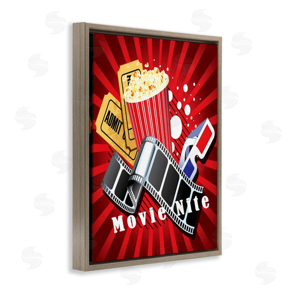 Stupell Industries Yvonne Coleman Burney | Movie Nite Striped Vintage Cinema Popcorn Sign Wall Art