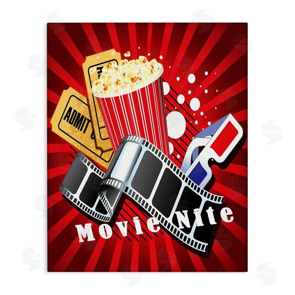 stupell industries Yvonne Coleman Burney | Movie Nite Striped Vintage Cinema Popcorn Sign Wall Art