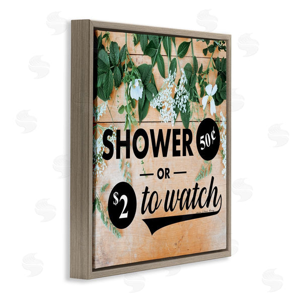 Stupell Industries Yvonne Coleman Burney | Shower Fifty Cents Or Watch Funny Bathroom Flowers Wall Art