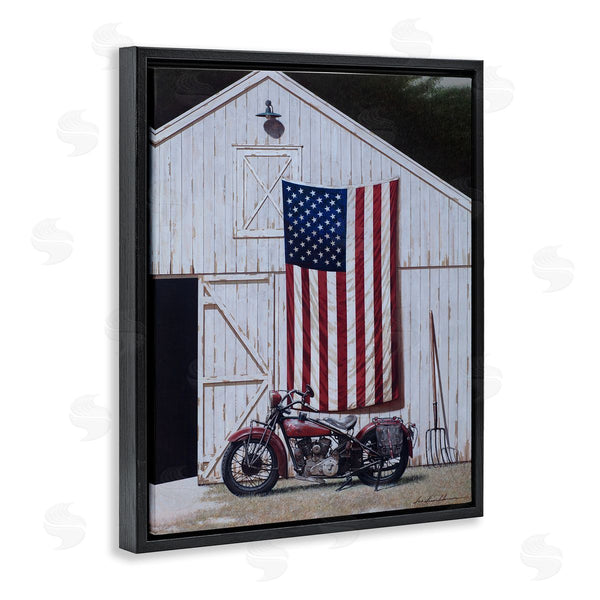 Stupell Industries Zhen-Huan Lu | American Flag & Motorcycle