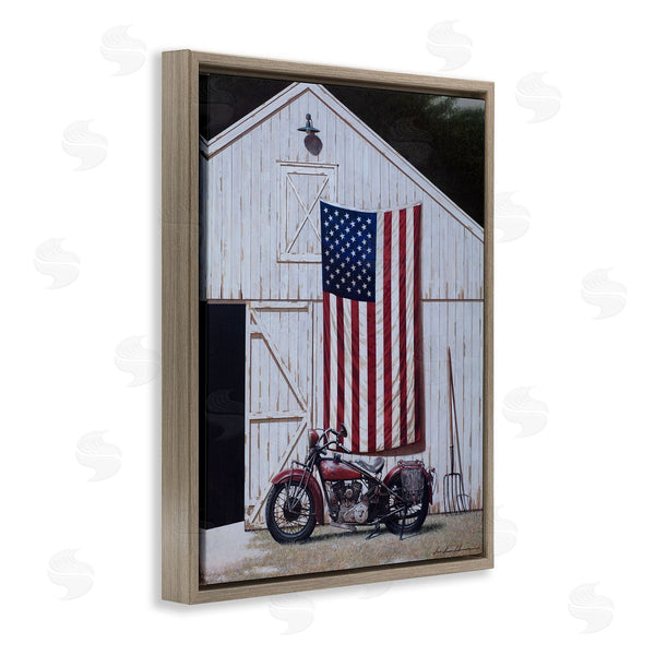 Stupell Industries Zhen-Huan Lu | American Flag & Motorcycle