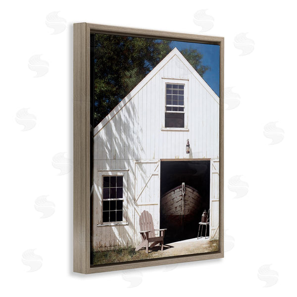 Stupell Industries Zhen-Huan Lu | Boat Behind Barn Door