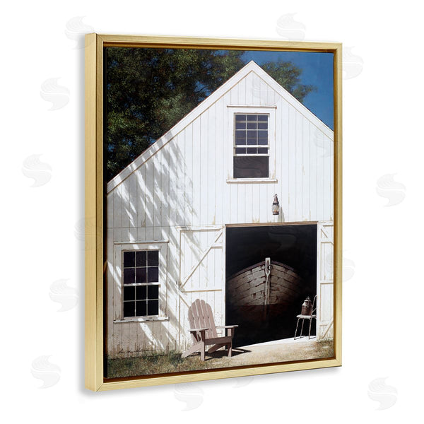 Stupell Industries Zhen-Huan Lu | Boat Behind Barn Door