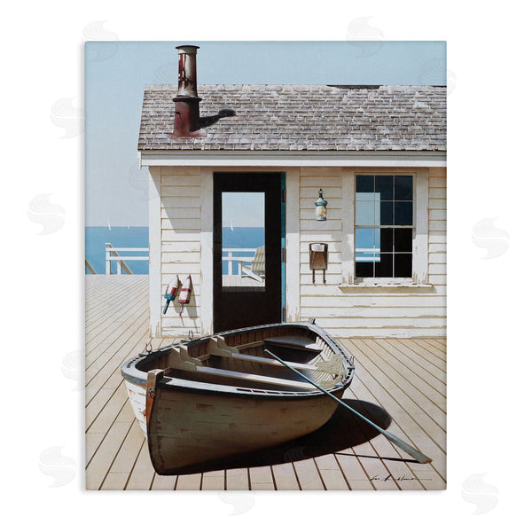 stupell industries Zhen-Huan Lu | Boat Resting On Boardwalk