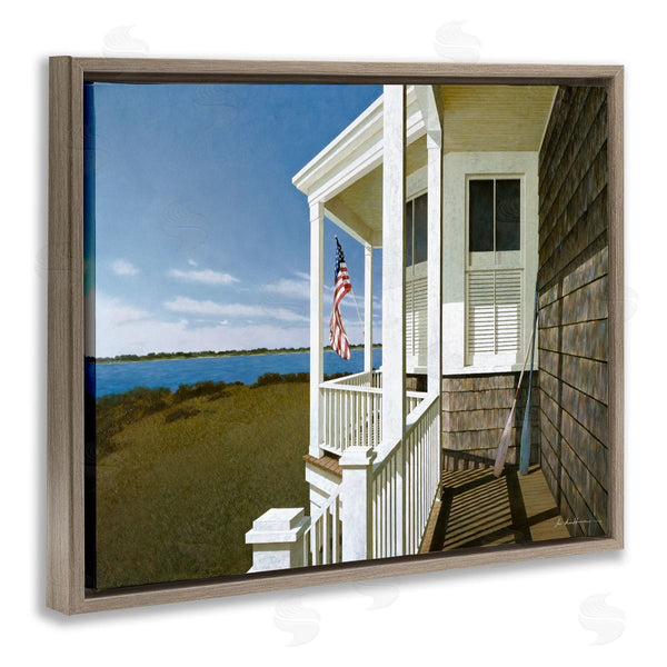 Stupell Industries Zhen-Huan Lu | Cape House Porch With Flag