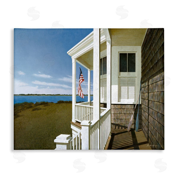 stupell industries Zhen-Huan Lu | Cape House Porch with Flag