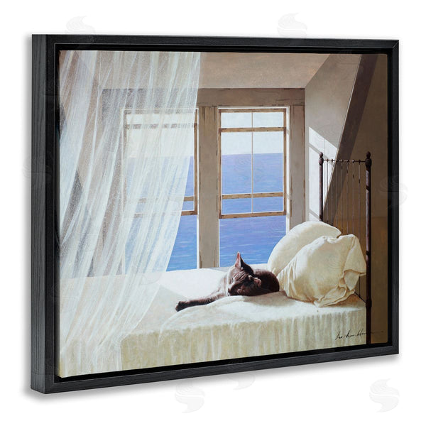 Stupell Industries Zhen-Huan Lu | Cat Resting On Coastal Bed