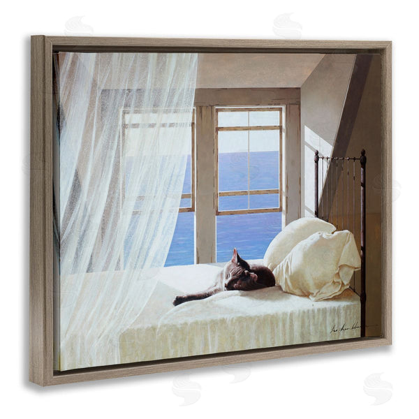 Stupell Industries Zhen-Huan Lu | Cat Resting On Coastal Bed