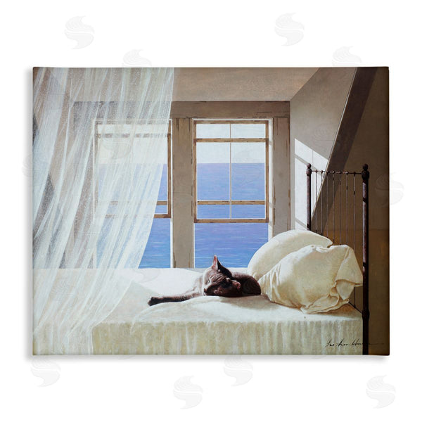 stupell industries Zhen-Huan Lu | Cat Resting on Coastal Bed