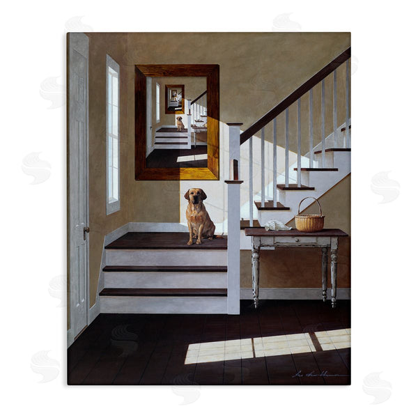 stupell industries Zhen-Huan Lu | Dog on Country Staircase