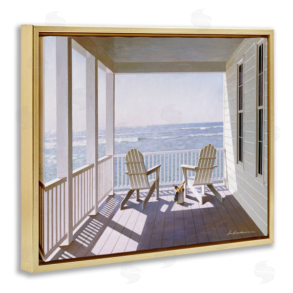 Stupell Industries Zhen-Huan Lu | Porch Chairs Overlooking Coast