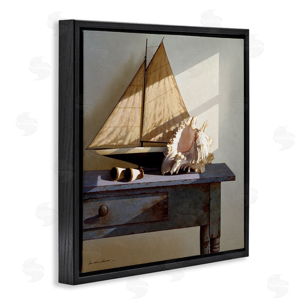 Stupell Industries Zhen-Huan Lu | Sailboat Model And Conch Shell