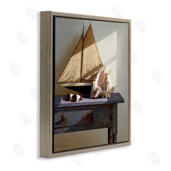 Stupell Industries Zhen-Huan Lu | Sailboat Model And Conch Shell