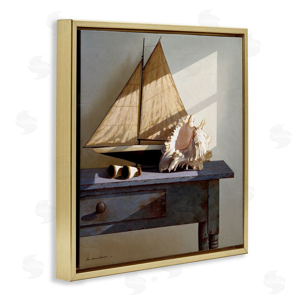 Stupell Industries Zhen-Huan Lu | Sailboat Model And Conch Shell