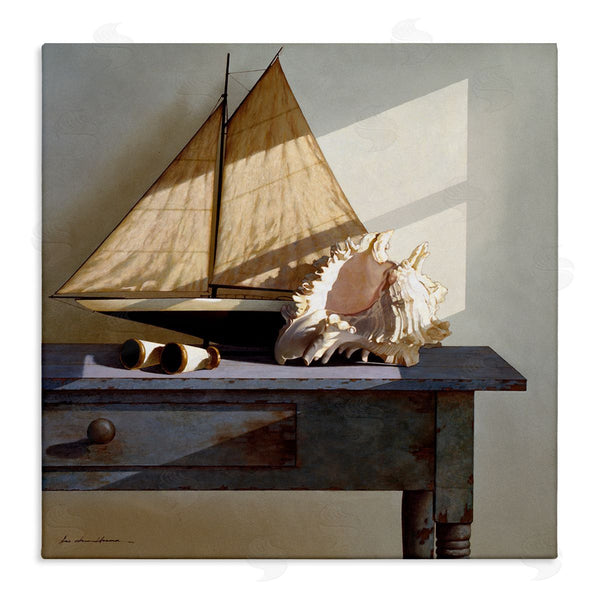 stupell industries Zhen-Huan Lu | Sailboat Model and Conch Shell