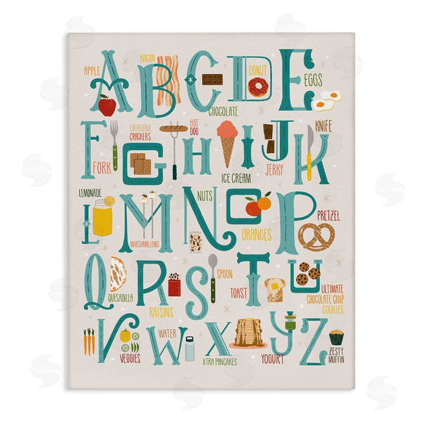 stupell industries Zirkus Design | Alphabet of Foods Vintage Kitchen Letter Chart