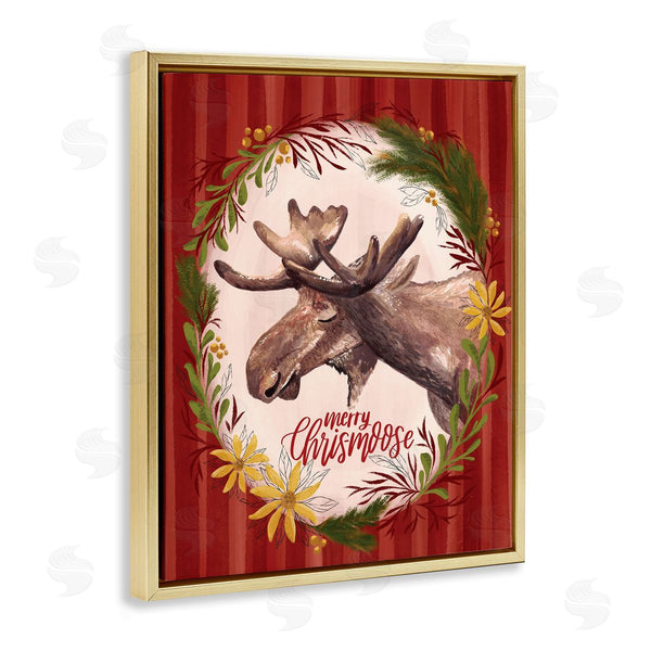 Stupell Industries Zirkus Design | Merry Chris-Moose Holiday Wreath Rustic Animal Pun
