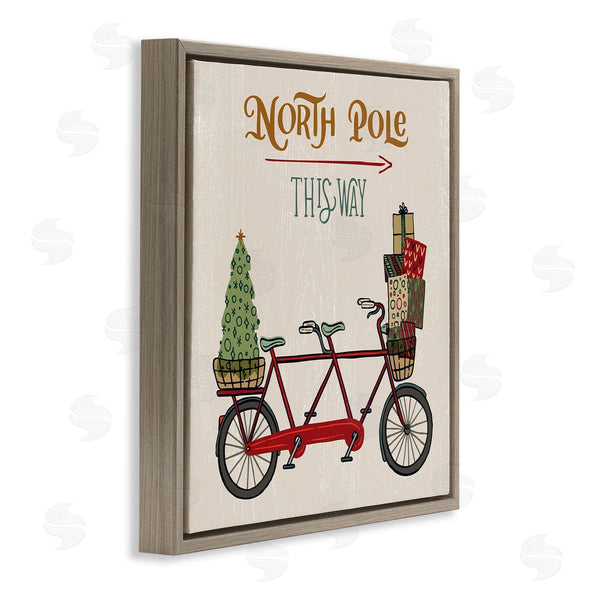 Stupell Industries Zirkus Design | North Pole Directional Red Christmas Tandem Bicycle Wall Art