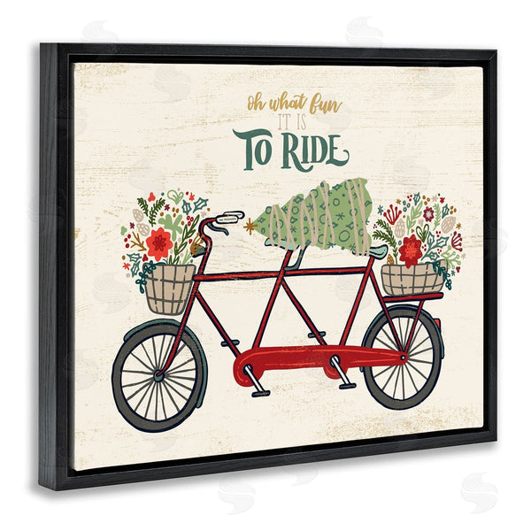 Stupell Industries Zirkus Design | Oh What Fun Christmas Sentiments Red Tandem Bicycle Wall Art