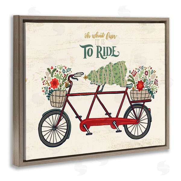 Stupell Industries Zirkus Design | Oh What Fun Christmas Sentiments Red Tandem Bicycle Wall Art