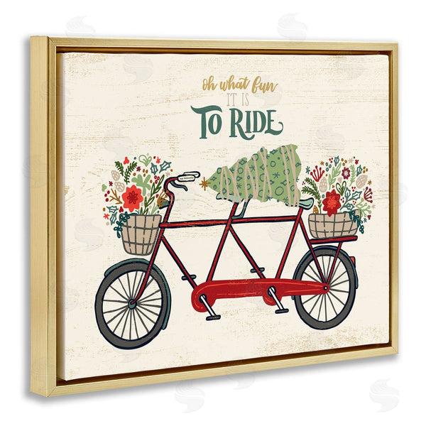 Stupell Industries Zirkus Design | Oh What Fun Christmas Sentiments Red Tandem Bicycle Wall Art