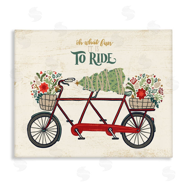 stupell industries Zirkus Design | Oh What Fun Christmas Sentiments Red Tandem Bicycle Wall Art